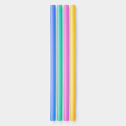 8&quot; Reusable Silicone Straws, Jewel-Tone 4pk