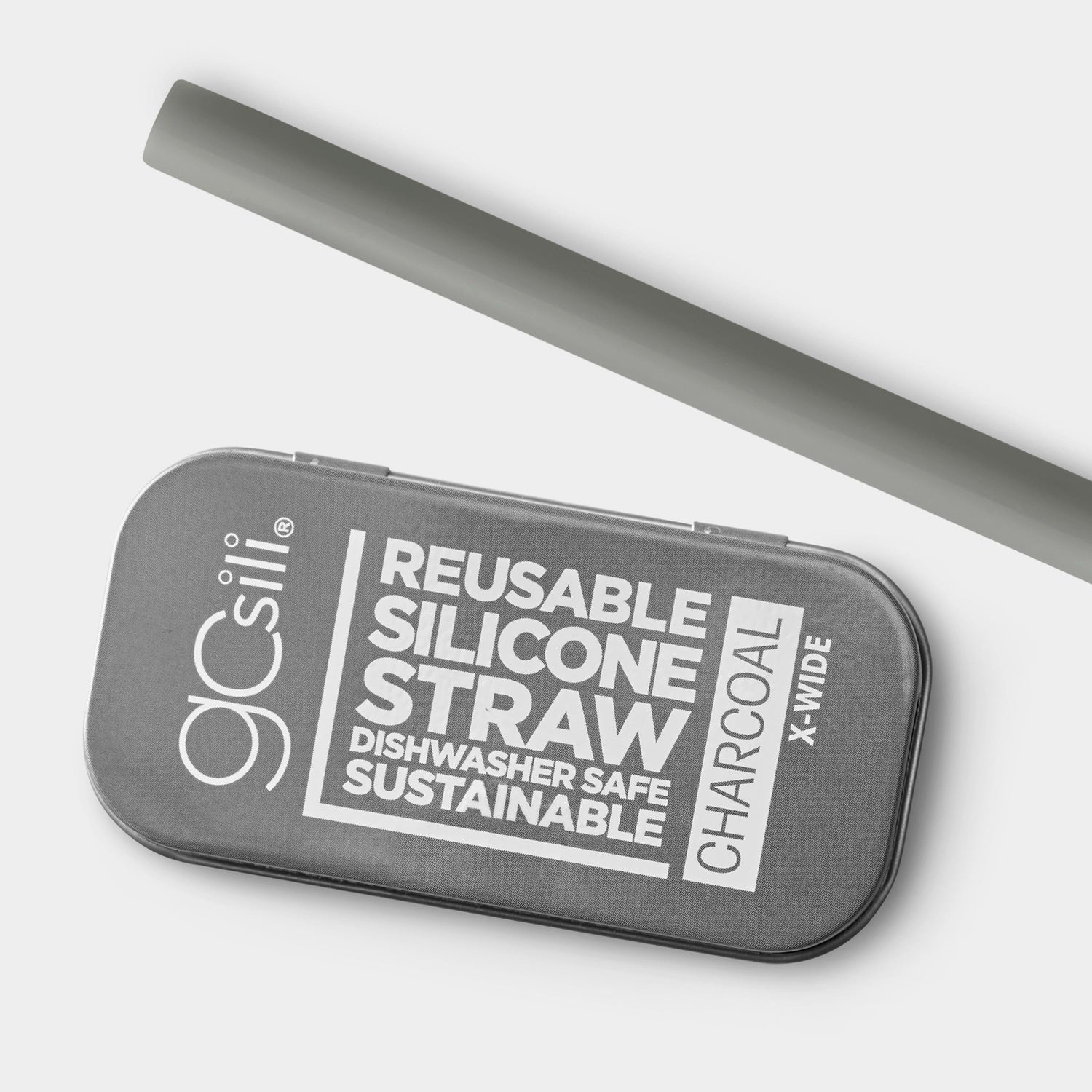 Extra-Wide 8.5&quot; Reusable Silicone Straw and Travel Case