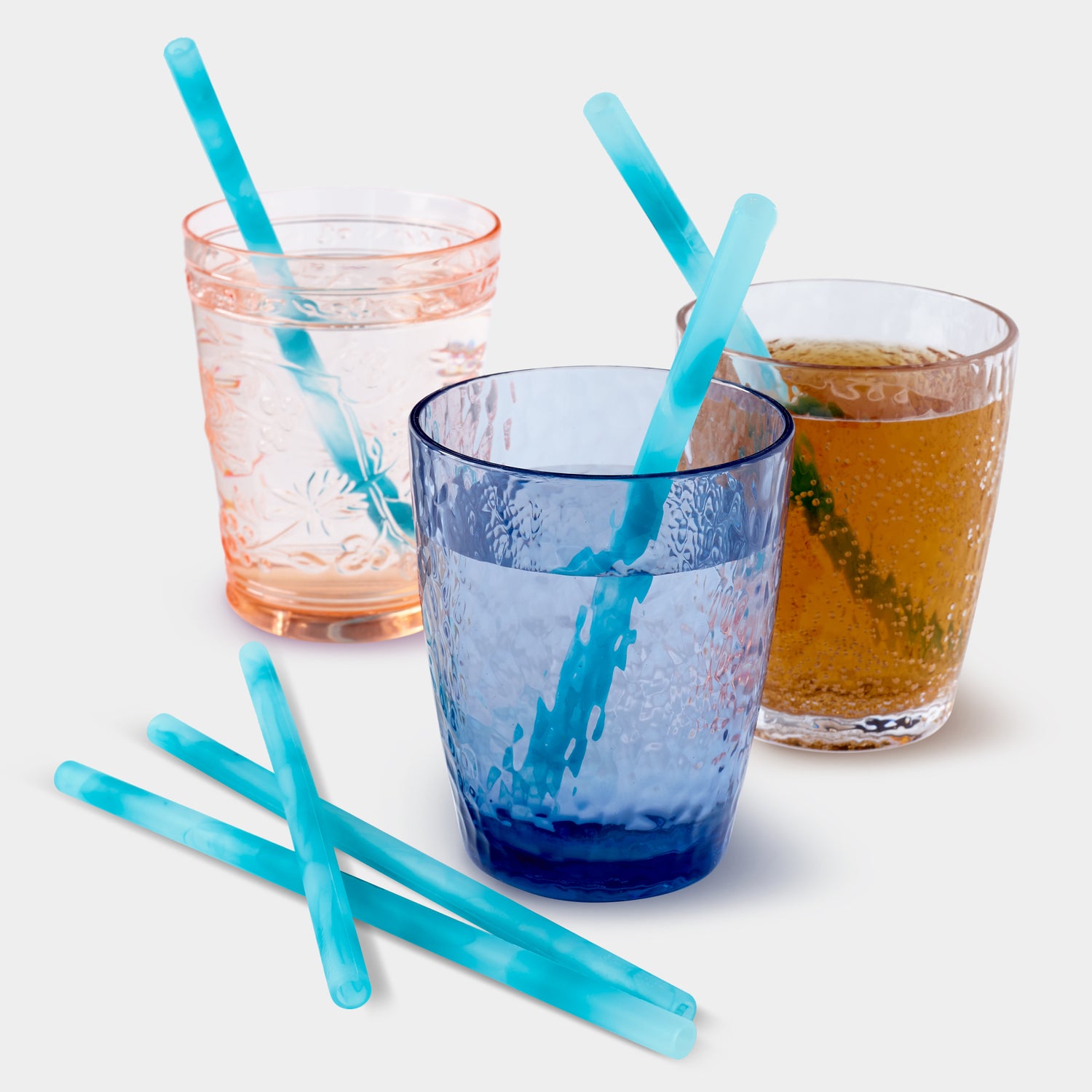 GoSili® 8&quot; Silicone Ocean Straws that Support Ocean Conservation, Eco-Friendly Reusable Soft Drinking Straws with Marble/Swirl, 6pk