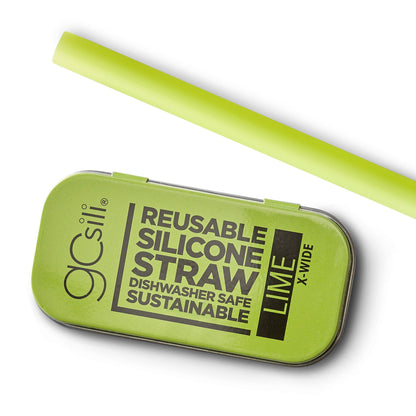 Extra-Wide 8.5&quot; Reusable Silicone Straw and Travel Case